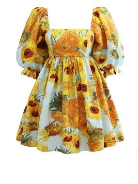 Galartsy Van Gogh’s Sunflowers Puffy Mini Dress